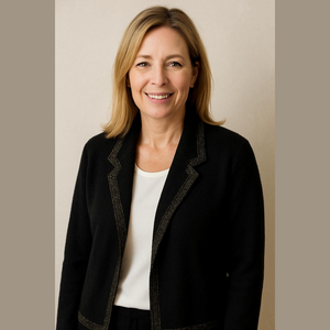 Jones New York black 100% wool silver metallic trim cardigan size L